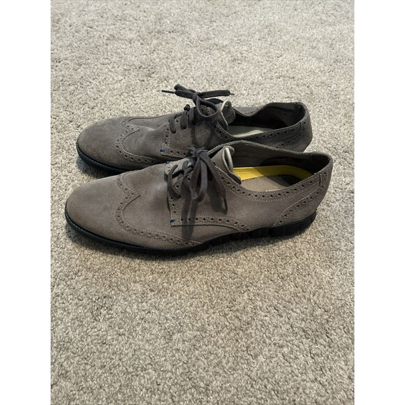 Cole Haan Zerogrand Men’s Size 11.5  Gray Blue Sole Wing Tip Oxford Shoes C20630 - Picture 1 of 6